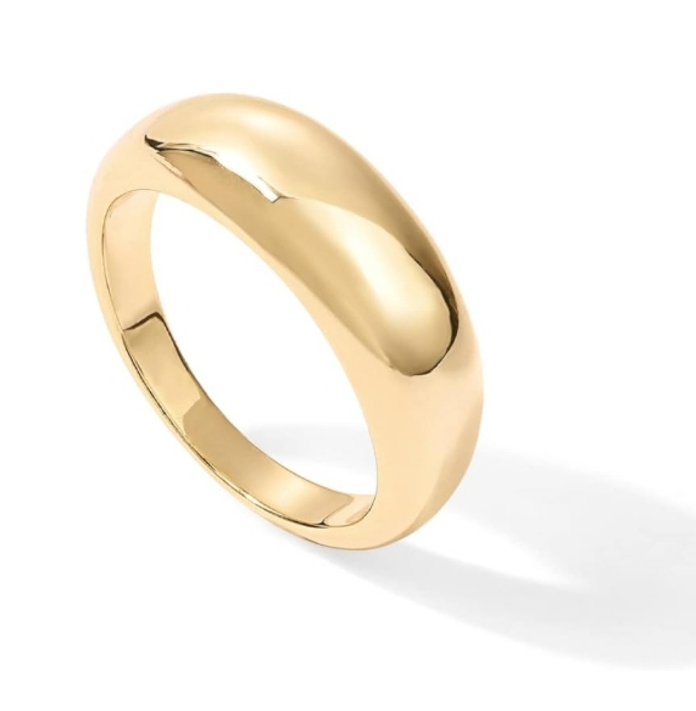 14K Gold Plated Chunky Puffy Dome Stackable Signet Ring